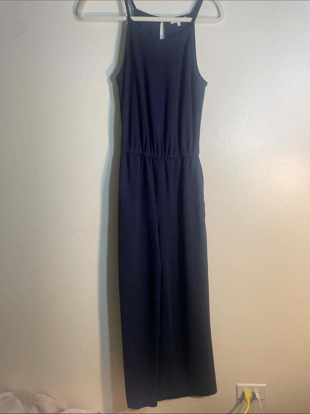 Sundry Navy Sleeveless Wide-Leg Jumpsuit
